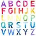 Rainbow alphabet painted with watercolor