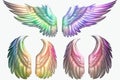Rainbow Angel\'s Wings Pastelcolor Clipart set. Ultra High Realistic.