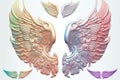 Rainbow Angel\'s Wings Pastelcolor Clipart set. Ultra High Realistic.