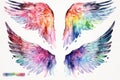 Rainbow Angel\'s Wings watercolor Clipart set. Ultra High Realistic.