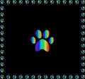 Rainbow animal paw print sign framed with multicolored paw print Royalty Free Stock Photo