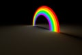 Rainbow arc glowing in dark color light