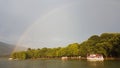 Rainbow in Ioannina lake Pamvotis after summer rain Greece
