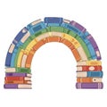 Rainbow Arch Made of Colorful Books Stacked Neatly in Educational Concept Royalty Free Stock Photo