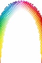 a rainbow arch made up of pixels on a white background