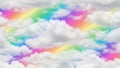 Rainbow Arching Through Fluffy White Clouds Seamless Pattern photo image Royalty Free Stock Photo
