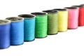 Rainbow arranged colorful bobbin thread Royalty Free Stock Photo