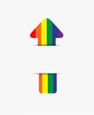 Rainbow arrow insert in paper Royalty Free Stock Photo