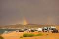 A rainbow as seen from a campground in the desert