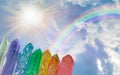 Rainbow aura crystals message background