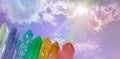 Rainbow aura crystals sky message background template