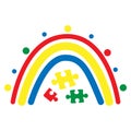 Rainbow Autism awareness. Autism concept poster template. Vector illustration Royalty Free Stock Photo
