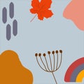 Rainbow In Autumn, Warm Colours. Autumn Leaves And Raindrops, Yellow, Orange And Red Colour.Isolated Elements