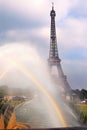 Rainbow on the background of the Eiffel Tower, Paris