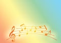 rainbow background with music notes - color vector illustration Royalty Free Stock Photo