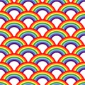 Rainbow background. Seamless pattern with colorful rainbows for kids holidays