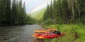 Rainbow on the background of wild nature of the Altai