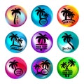 Rainbow ball like buttons with palm trees Royalty Free Stock Photo