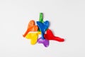 Rainbow balloon hearts for decoration in LGBT colors. Set of isolated heart shaped deflated balloons for greeting card for Pride