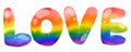 Rainbow balloon love text watercolor painting isolate on white background. LGBT Pride month concept. Vector illustration Royalty Free Stock Photo