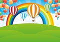 Rainbow and balloons. Royalty Free Stock Photo