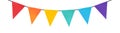 Rainbow Banner Bunting With Multicolor Pennant Flags For Colorful Design, Birthday Party Decoration, Cute Invitation.
