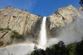 Rainbow at the base of Bridal Veil Falls in Yosemite Valley, Yosemite National Park, California in spring Royalty Free Stock Photo