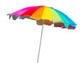 Rainbow beach umbrella isolated on white background