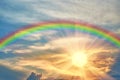 Rainbow in the beautiful sky at sunset Royalty Free Stock Photo