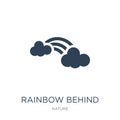 rainbow behind a cloud icon in trendy design style. rainbow behind a cloud icon isolated on white background. rainbow behind a