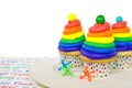 Rainbow birthday cupcakes Royalty Free Stock Photo