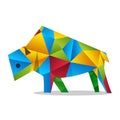 Rainbow bison bull polygon character design