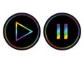 Rainbow black play pause button icon vector Royalty Free Stock Photo