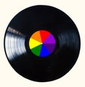 Rainbow Black Vinyl Record Isolated On White Background.  The Rainbow Colors Are Used By The Lgbt Community. The Disk Is Also
