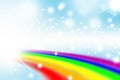 Rainbow on blue background, rainbow backgrounds abstract, abstract background