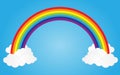 rainbow on blue sky with clouds,vector illustration Royalty Free Stock Photo