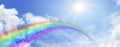 Rainbow and blue sky website banner Royalty Free Stock Photo