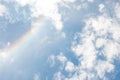 Rainbow on Blue sky with white cloud Royalty Free Stock Photo