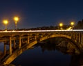 Folsom Rainbow Bridge at Night: A Stunning Digital Art Piece Royalty Free Stock Photo