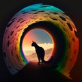 Rainbow Bridge Rainbow Cat Death Rainbow cute Cat Tunnel GENERATIVE AI, GENERATIVE, AI,