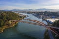 Rainbow Bridge and the City of La Conner, Washington. Royalty Free Stock Photo