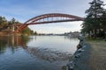 Rainbow Bridge and the City of La Conner, Washington. Royalty Free Stock Photo