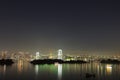 Rainbow bridge with liberal monument at Tokyo, Japan Royalty Free Stock Photo