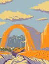 Rainbow Bridge National Monument in Glen Canyon National Recreation Area San Juan County WPA Art Deco Poster Royalty Free Stock Photo