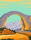 Rainbow Bridge National Monument the World`s Highest Natural Bridge in Southern Utah United States WPA Poster Art Royalty Free Stock Photo