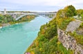 Rainbow Bridge in Niagara Falls in autumn Royalty Free Stock Photo