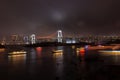 Rainbow bridge at night in Daiba district in Tokyo Japan Royalty Free Stock Photo