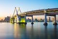 Rainbow Bridge at night in Tokyo, Japan Royalty Free Stock Photo