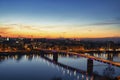 Rainbow bridge in Novi Sad, Serbia at night