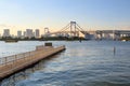 rainbow bridge odaiba tokyo japan important landmark tourist visiting Royalty Free Stock Photo